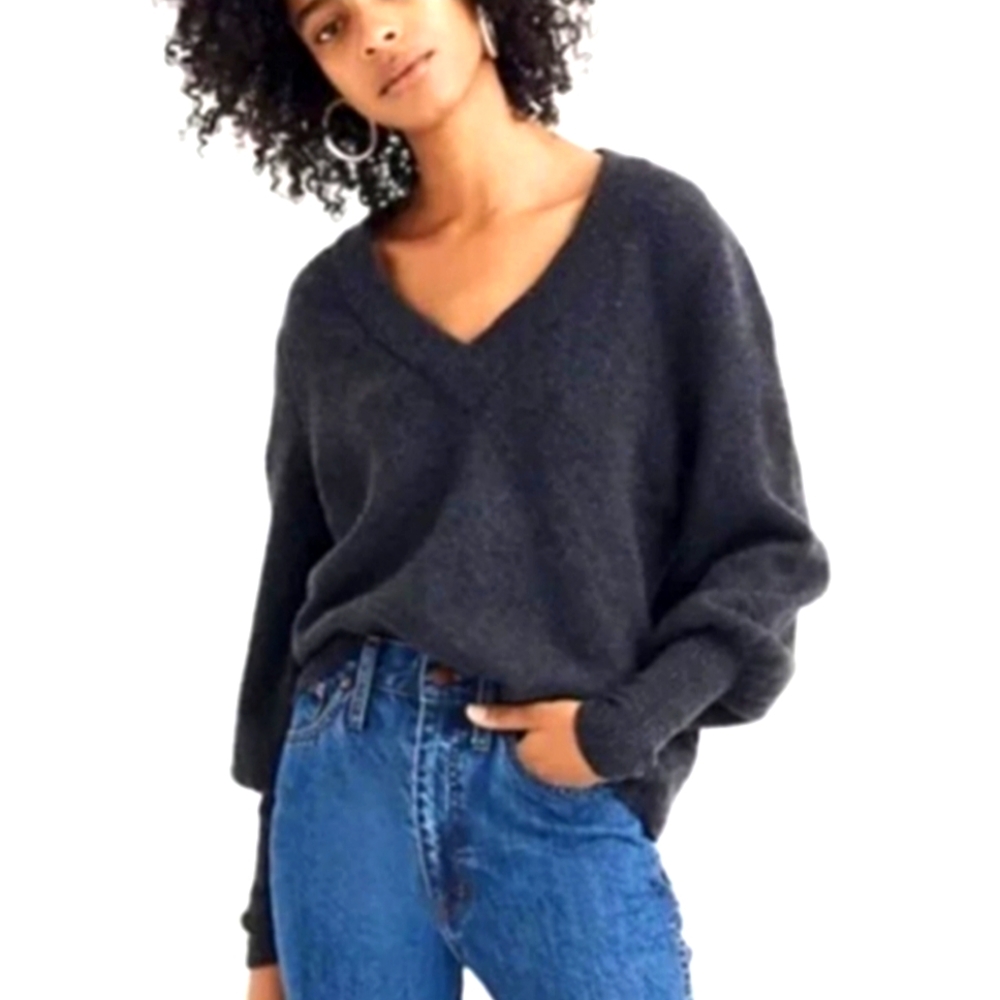 Madewell Charcoal V-Neck Sweater